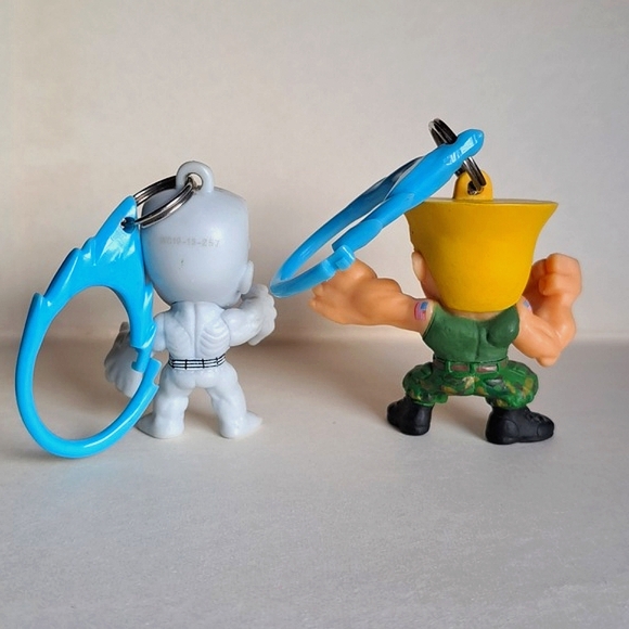 Two Capcom Street Fighter Backpack Hangers Keychain 2" Guile and Seth - Picture 3 of 7